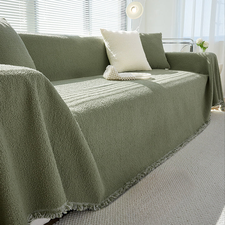 Variant image for Cozy Chenille Sofa Cover in White - Plush Slipcover for Dogs and Pets, Warm Winter Style, Durable and Easy to Clean-11