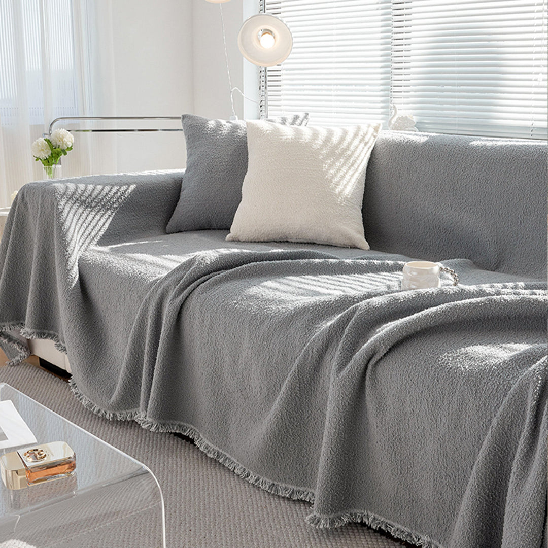 Variant image for Cozy Chenille Sofa Cover in White - Plush Slipcover for Dogs and Pets, Warm Winter Style, Durable and Easy to Clean-5