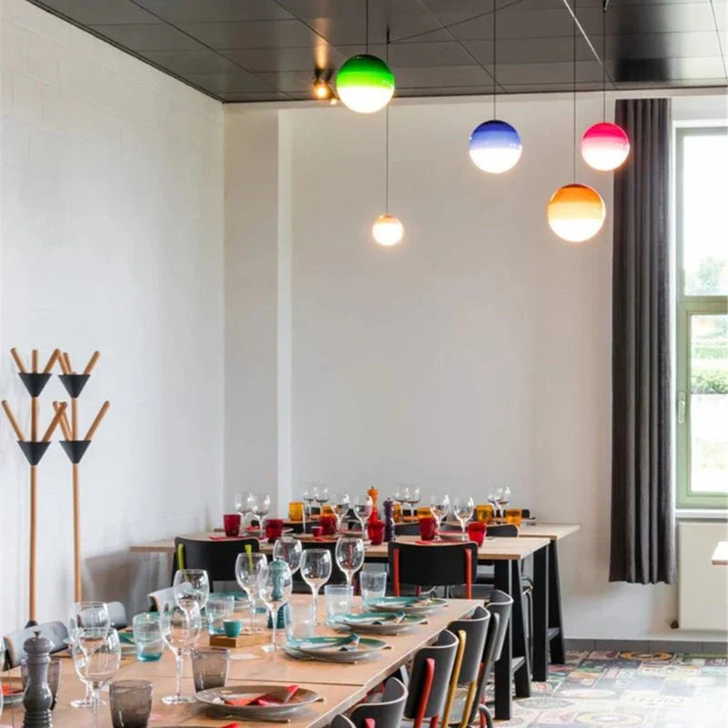 Gradient Glass Pendant Light - Seven Color Modern Kitchen Pendant Lighting, Minimalist Design for Home Decor, LED Compatible-4
