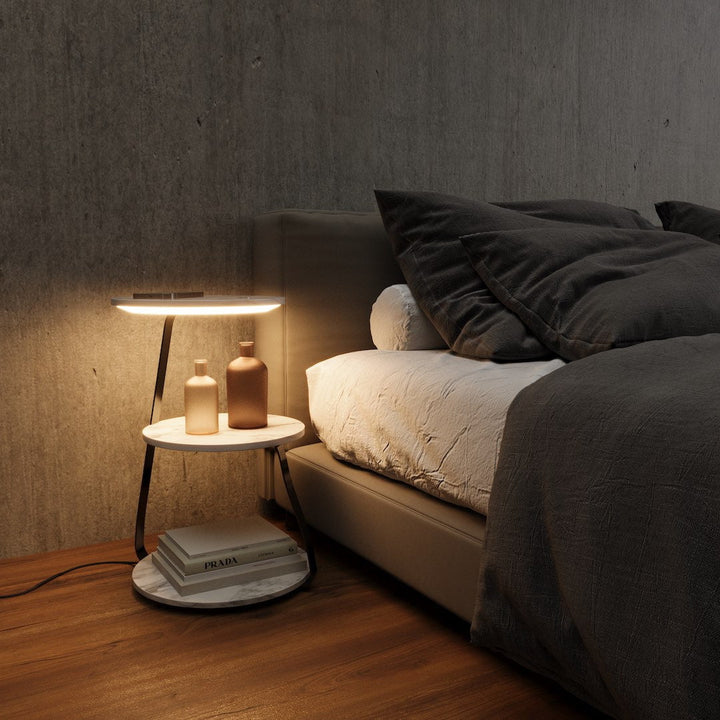 Modern Side Table with Double-Layer Shelf - Durable Powder-Coated Steel Frame and Solid Wood or Stone Top-3