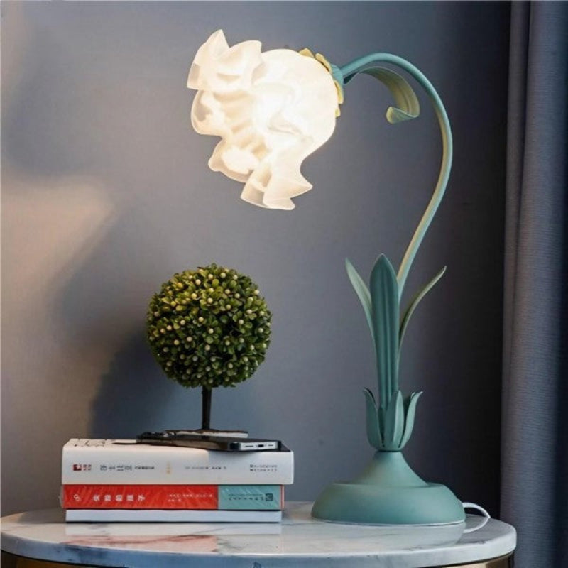 Elegant Flower Table Lamp with Adjustable Arm - Vintage Bedside Lamp for Living Room and Home Office Decor-5