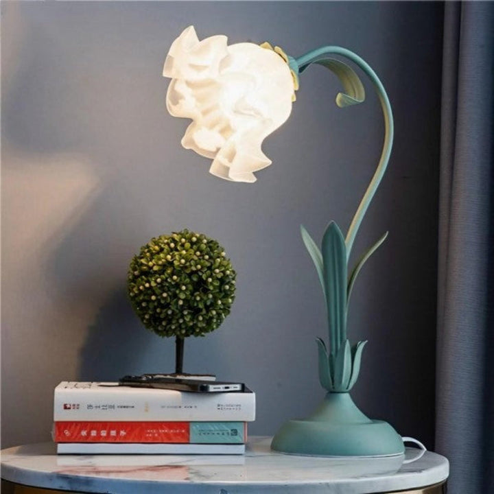 Elegant Flower Table Lamp with Adjustable Arm - Vintage Bedside Lamp for Living Room and Home Office Decor-5