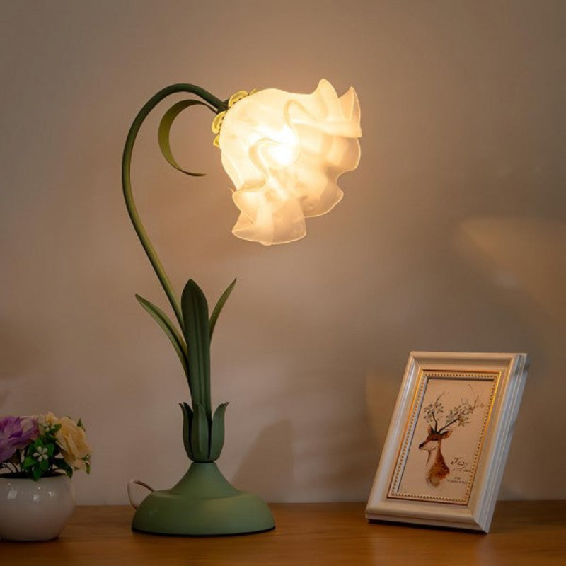 Elegant Flower Table Lamp with Adjustable Arm - Vintage Bedside Lamp for Living Room and Home Office Decor-2