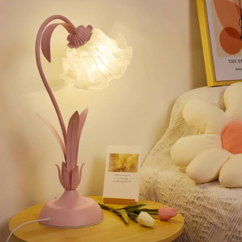 Elegant Flower Table Lamp with Adjustable Arm - Vintage Bedside Lamp for Living Room and Home Office Decor-6