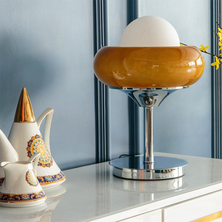 Bauhaus Yellow Glass Table Lamp with E27 Socket - Minimalist Design for Living Room and Bedside Use-4