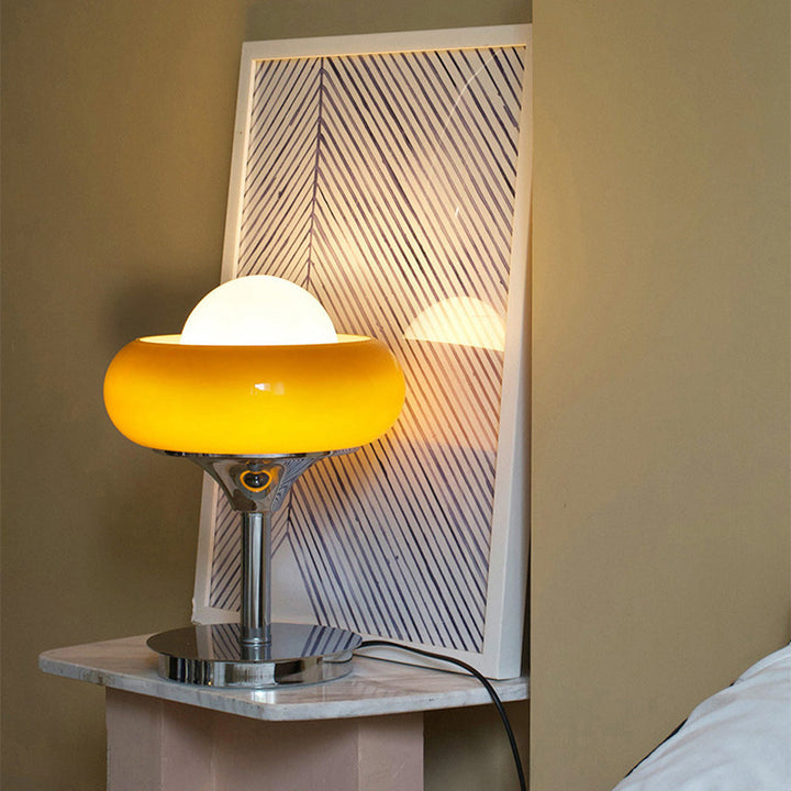 Bauhaus Yellow Glass Table Lamp with E27 Socket - Minimalist Design for Living Room and Bedside Use-3
