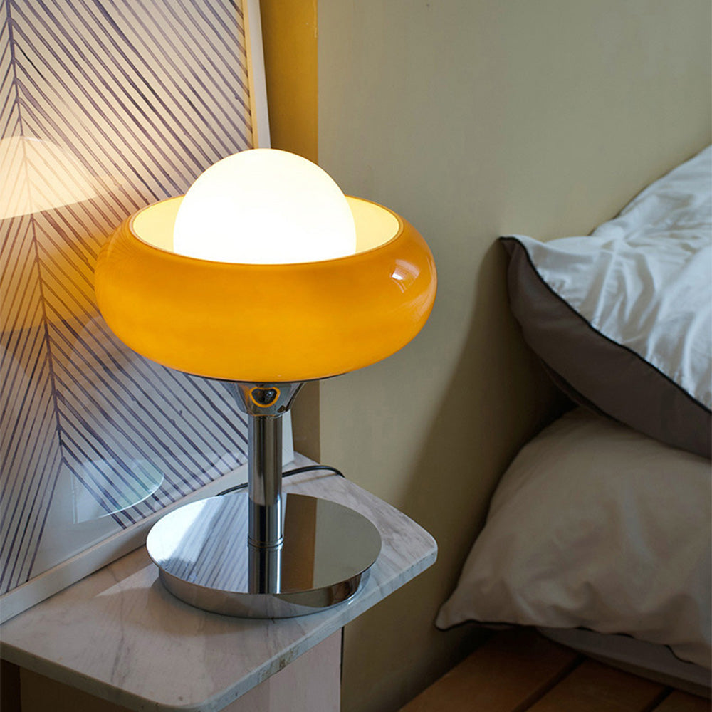 Bauhaus Yellow Glass Table Lamp with E27 Socket - Minimalist Design for Living Room and Bedside Use-2