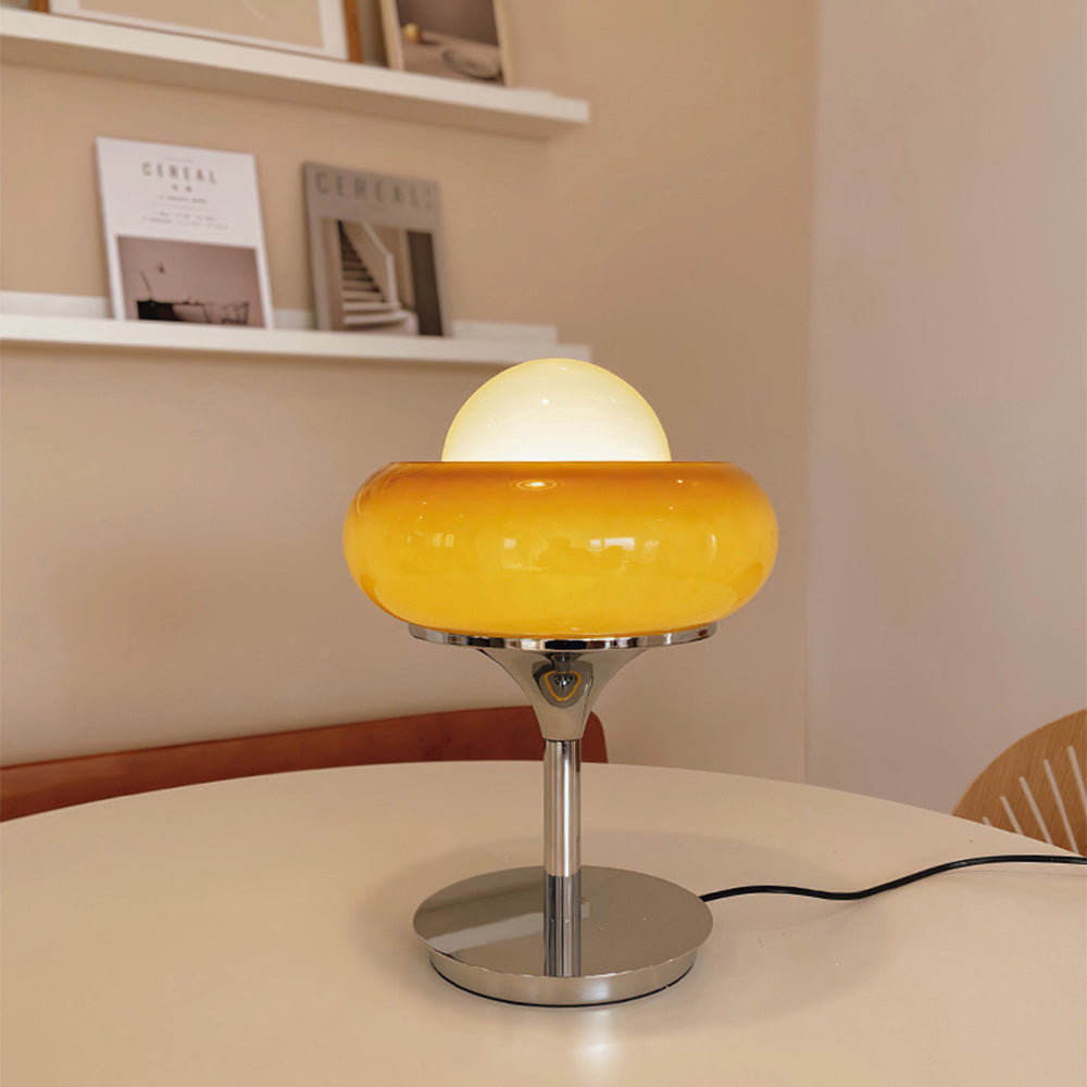 Bauhaus Yellow Glass Table Lamp with E27 Socket - Minimalist Design for Living Room and Bedside Use-1